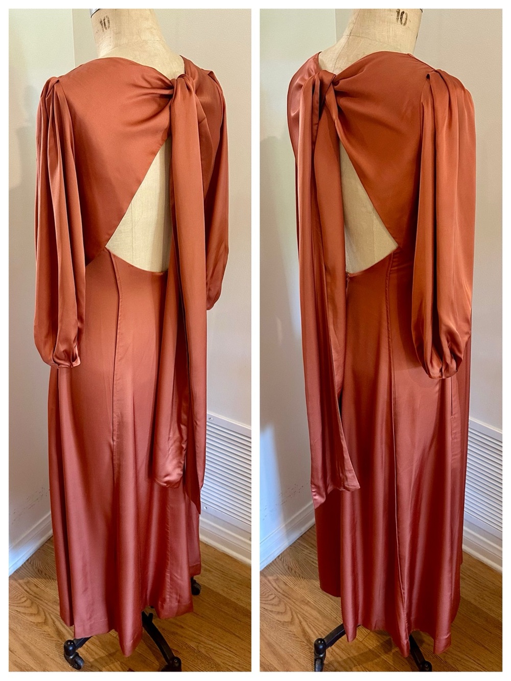 Rebecca Taylor Silky Charmeuse Open Back Dress in Auburn, Small (runs large) - Picture 6 of 10